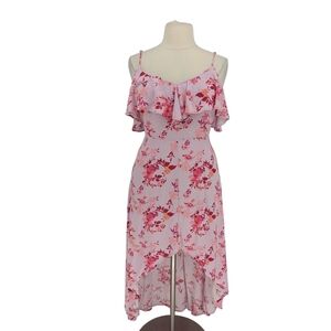 19975 NEW Rewind Floral High Low Midi Dress Pink Red size XXL bohemian preppy